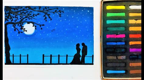 Easy Moonlight Scenery Drawing For Beginners With Soft
