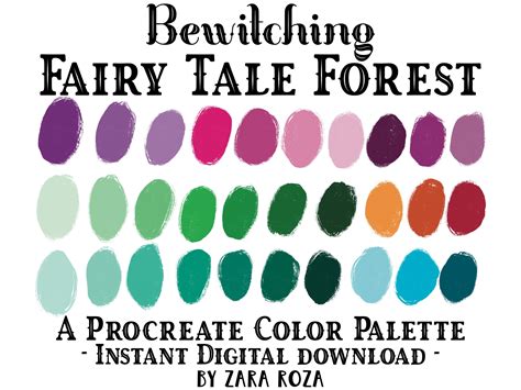 Bewitching Fairy Tale Forest Procreate Color Palette A Witchy Cute