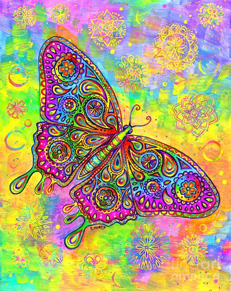 Psychedelic Paisley Butterfly Painting By Rebecca Wang Fine Art America