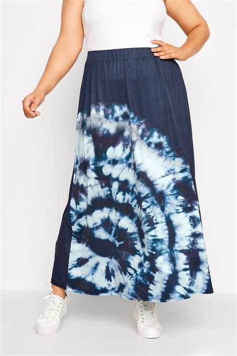 Plus Size Blue Tie Dye Maxi Skirt Yours Clothing