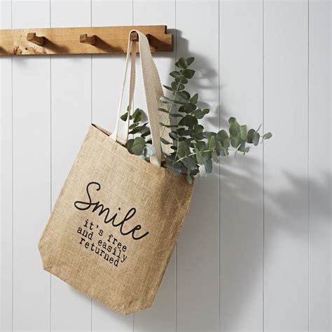 Smile Eco Friendly Jute Shopping Bag By Tillyanna