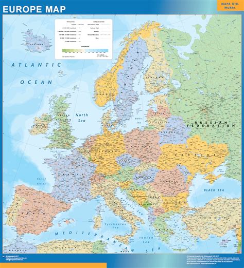Large Primary Europe Wall Map Political Laminated Kulturaupice