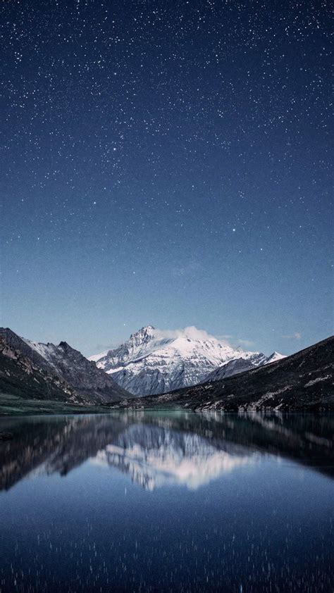 Mountain Lake Night View Sky Iphone Wallpapers Iphone Wallpapers