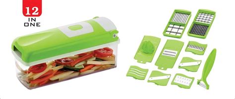 Green Plastic Pexon Nicer Dicer Vegetable Cutter 12 In 1 For Home At