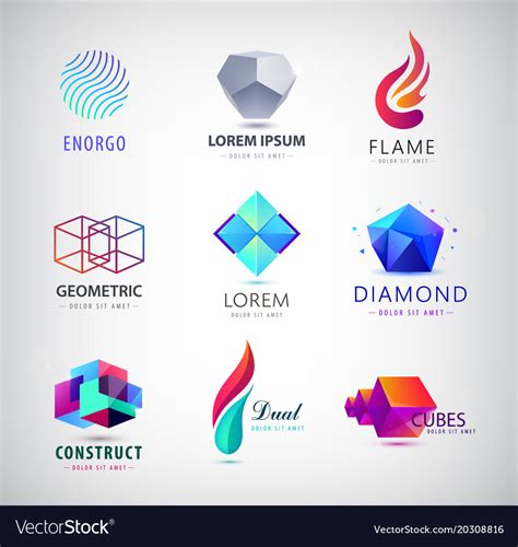Business Icons Set Abstract Logos Company Vector Image