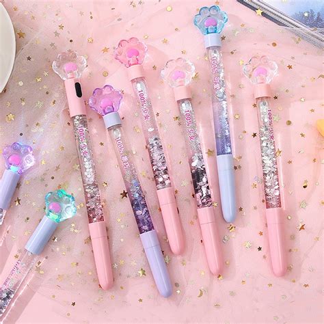 Cute Lighting Cat Claw Gel Pen Glitter Sequins Pens For Etsy Pretty
