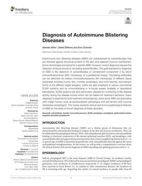Pdf Diagnosis Of Autoimmune Blistering Diseases
