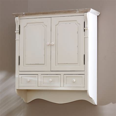 Country Cream Style Vintage Wall Cabinet Cupboard Storage Unit Home