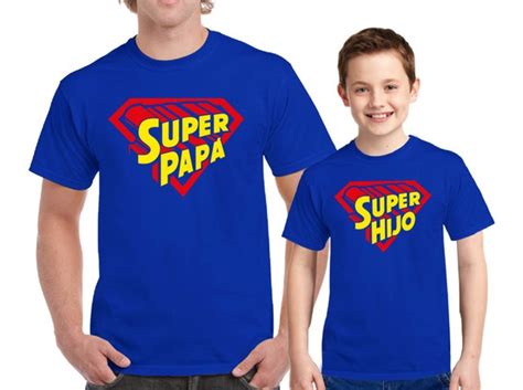 Playeras Para Papa E Hijo Super Papi Supercreativa Tienda 100