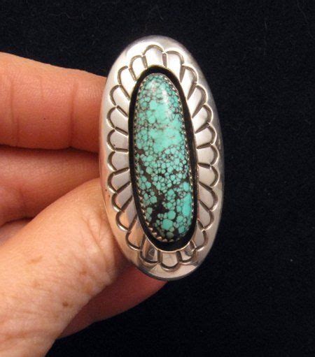Long Navajo Indian Turquoise Shadowbox Ring Sz7 3 4 Gene Martha