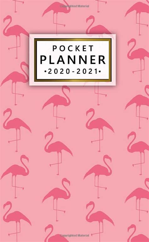 Pocket Planner 2020 2021 Cute Pink Flamingo Silhouette Two Year Schedule Agenda And Calendar With