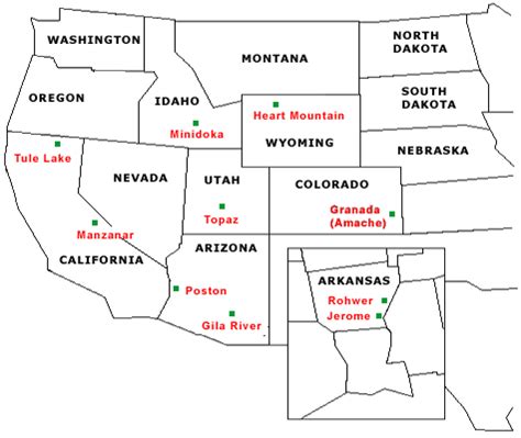 Camp locations in the united states. Concentration Camps for Japanese Americans During World War II