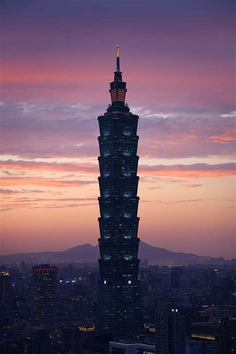 5k Free Download Taipei Skyscraper City Sunset Hd Phone Wallpaper