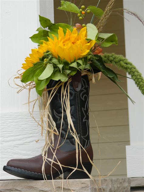 Boot Flowers Western Theme Party Western Party Decorations Western