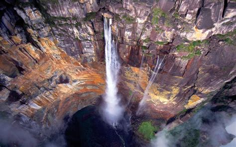 Wallpaper Mountains Waterfall Nature Mist Cliff Cave Venezuela