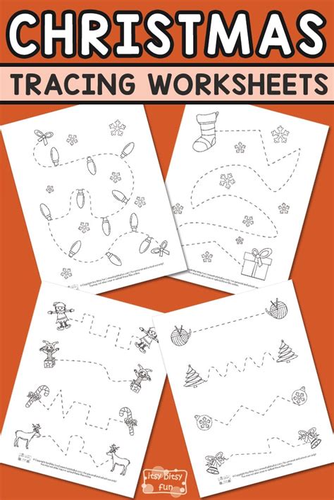 Christmas worksheets for preschool, kindergarden, first grade and second grade. Christmas Tracing Worksheets - itsybitsyfun.com