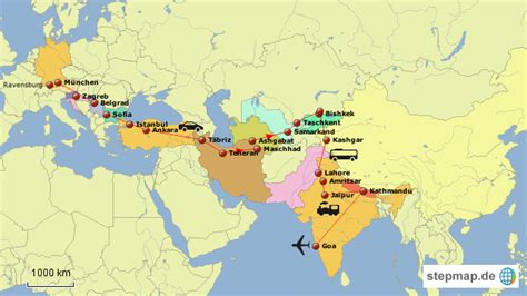 ˈɪndi̯ən]) ist ein staat in südasien, der den größten teil des indischen subkontinents umfasst. StepMap - Südliche Seidenstraße - Indien - Nepal ...