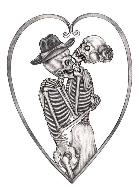 Art Couple In Love Skulls Day Of The Dead Stock Vector Illustration