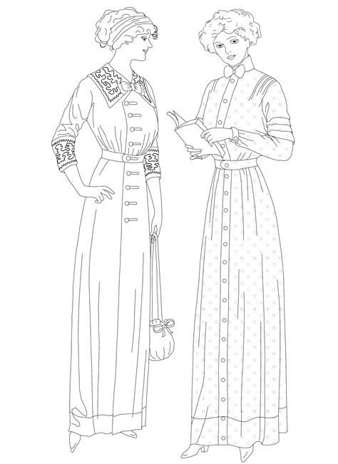 Early 1910s Fashion Coloring Page Fashion Coloring Book Girly Art
