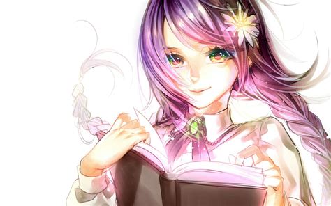 Anime Girl With Purple Hair And Purple Eyes