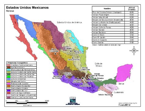 Mapa Para Imprimir De México Mapa En Color De Montañas De México Inegi