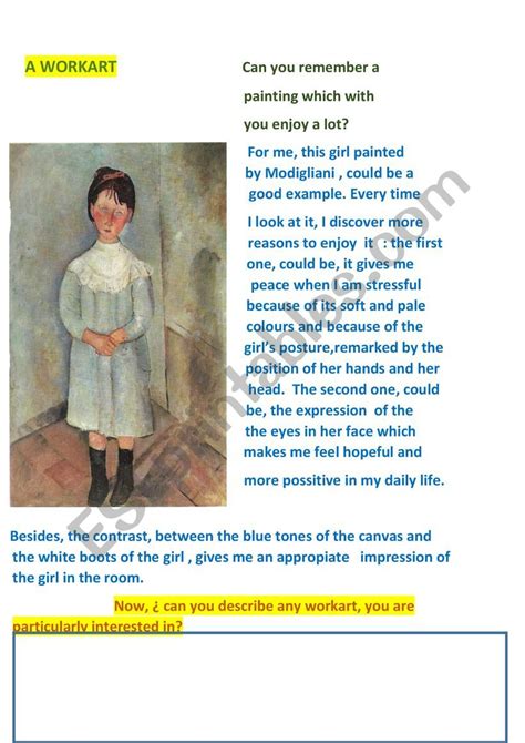 Description Of A Painting Esl Worksheet By Cipriana