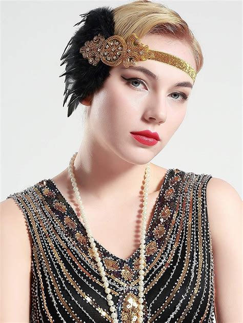 1920s Headband Black Feather Vintage Bridal Great Gatsby Flapper