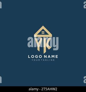 Initial YK Logo With Creative House Icon Modern And Professional Real