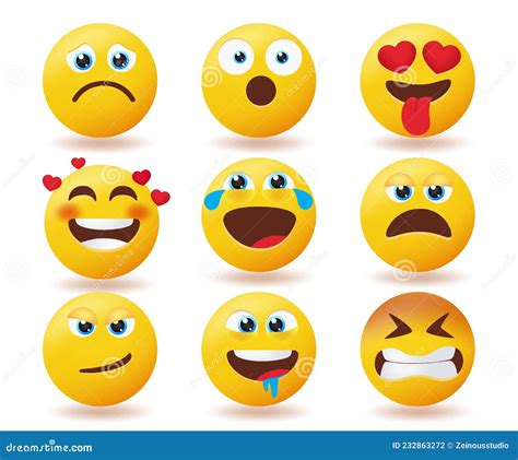 Smileys Emoji Reaction Vector Set Emojis Smiley Yellow Faces