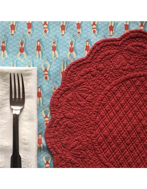 French Quilted Round Placemat Red Amelie Michel Amelie Michel Llc