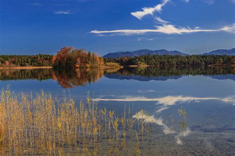 Bavaria Germany Lake Fall Forest Mountains Reflection Wallpapers