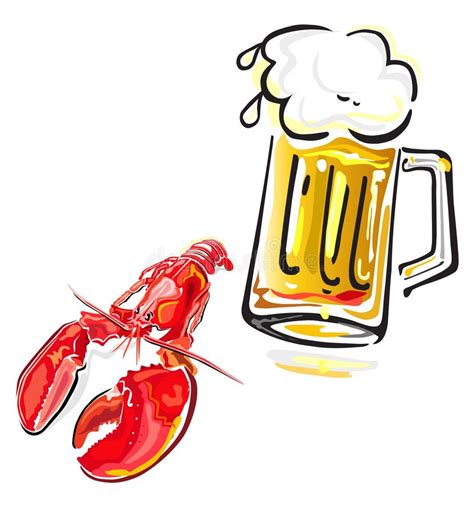 Crawfish And Beer Stock Vector Illustration Of Alcohol 9576707