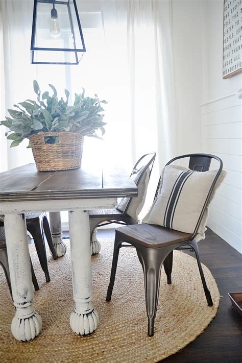 The table has a whitewash finish, and the. New Rustic Metal And Wood Dining Chairs - Liz Marie Blog