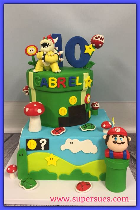 Forget layer cake, level cake is what it's all about for gamers. Super Mario Themed Birthday Cake. All hand made edible ...