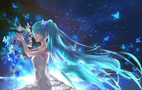 Fond Décran Illustration Anime Filles Anime Vocaloïde Hatsune Miku Crâne Mythologie