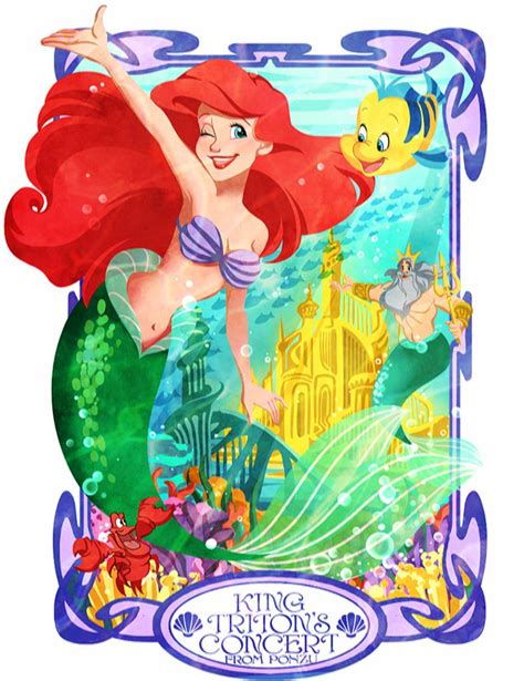 Walt Disney Fan Art Princess Ariel Sebastian Flounder And King Triton The Little Mermaid Fan