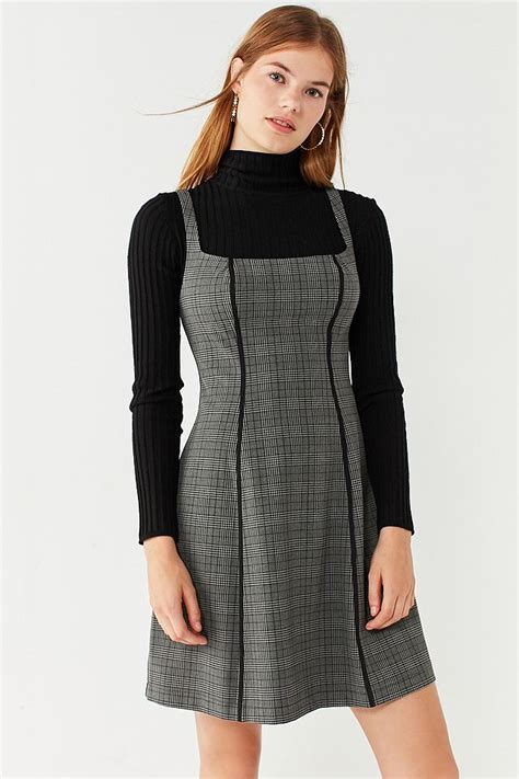 Uo Sherrie Black Square Neck Fit And Flare Dress Urban Outfitters Uk