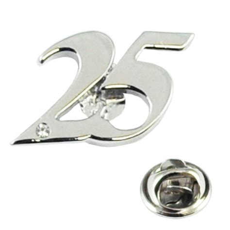 Number 25 25th Silver Wedding Anniversary Lapel Pin Badge