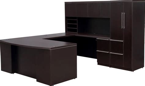 Dark Walnut U Shape Desk With Hutch And Storage Tower Cabinet Status