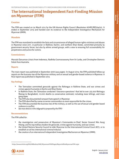 The International Independent Fact Finding Mission On Myanmar Ffm Pdf Myanmar Rohingya