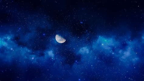 Скачать 3840x2160 луна ночь звезды небо полнолуние обои картинки