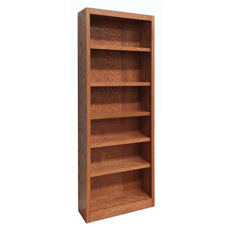 Concepts In Wood 6 Shelf Wood Bookcase 84 Inch Tall Oak Finish