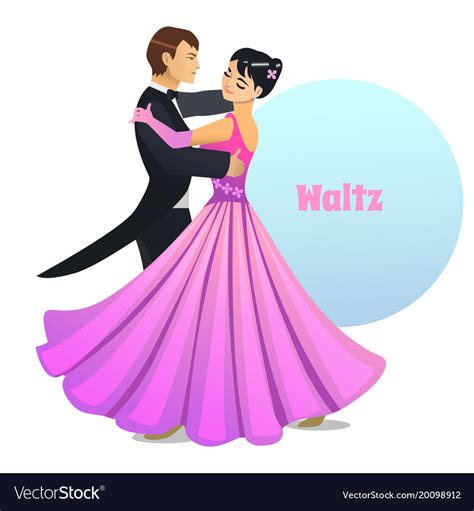 Waltz Dancing Couple In Cartoon Style Royalty Free Vector