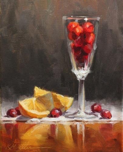 Daily Paintworks Cranberry And Lemon Original Fine Art For Sale
