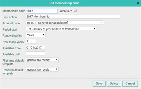 Editing Membership Codes Memberships