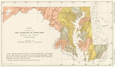 Map Showing The Counties Of Maryland During The Period 1773 1776