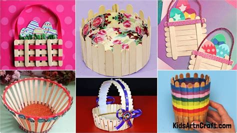 Diy Popsicle Stick Basket Craft Ideas Kids Art And Craft