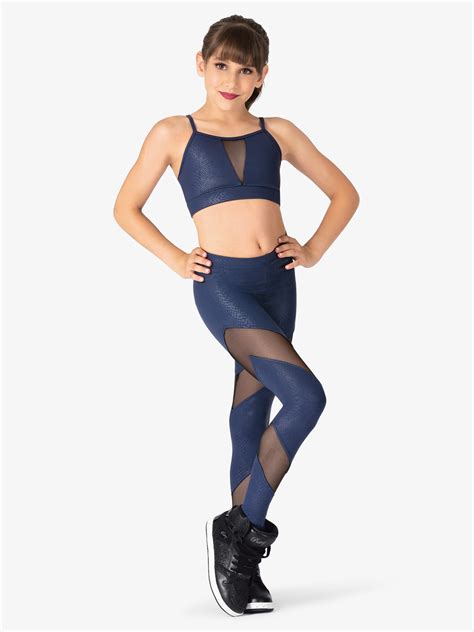 Girls Performance Hustle Mesh Insert Leggings Pants And Leggings