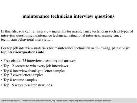 Maintenance Technician Interview Questions
