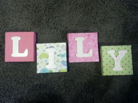 Fabric Covered Canvases With Painted Wooden Letters Painted Letters